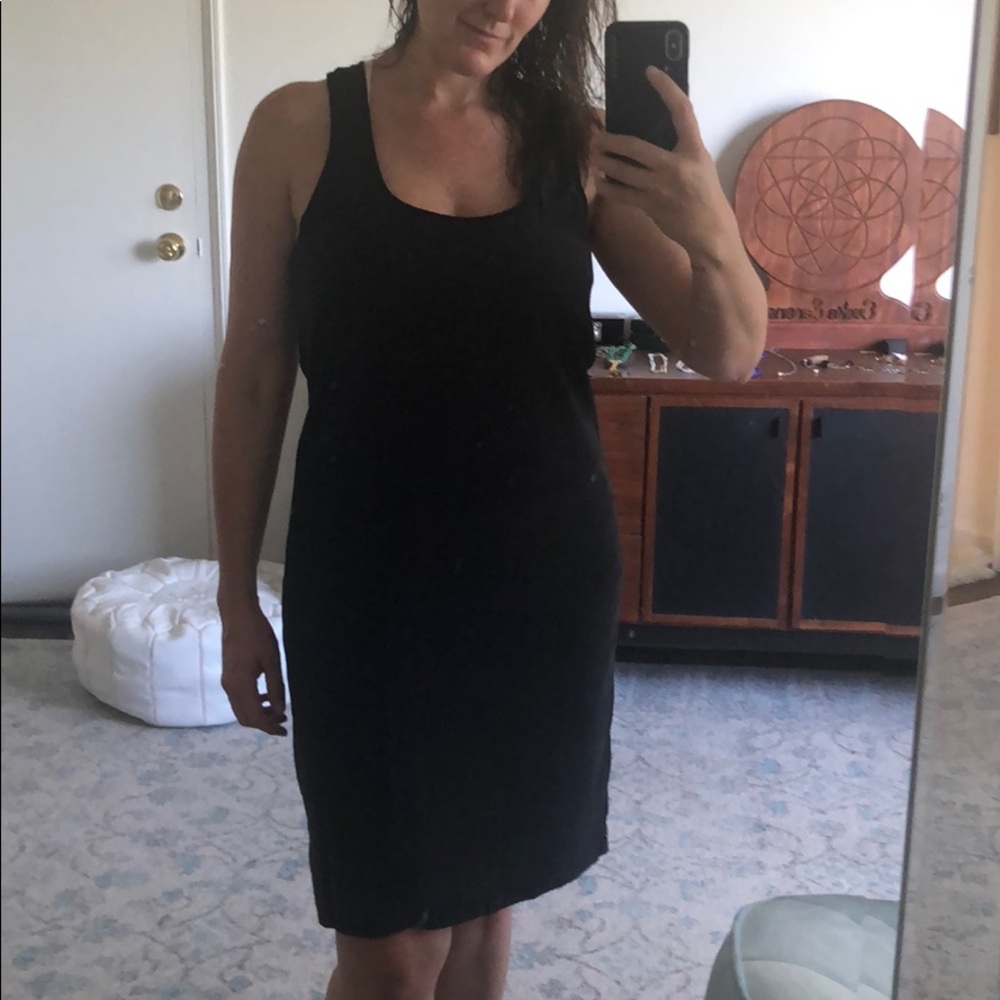 Black silk razor back dress from The Field